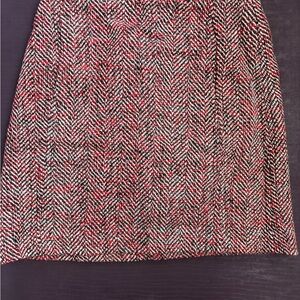 Elegant Red and Black Herringbone Skirt